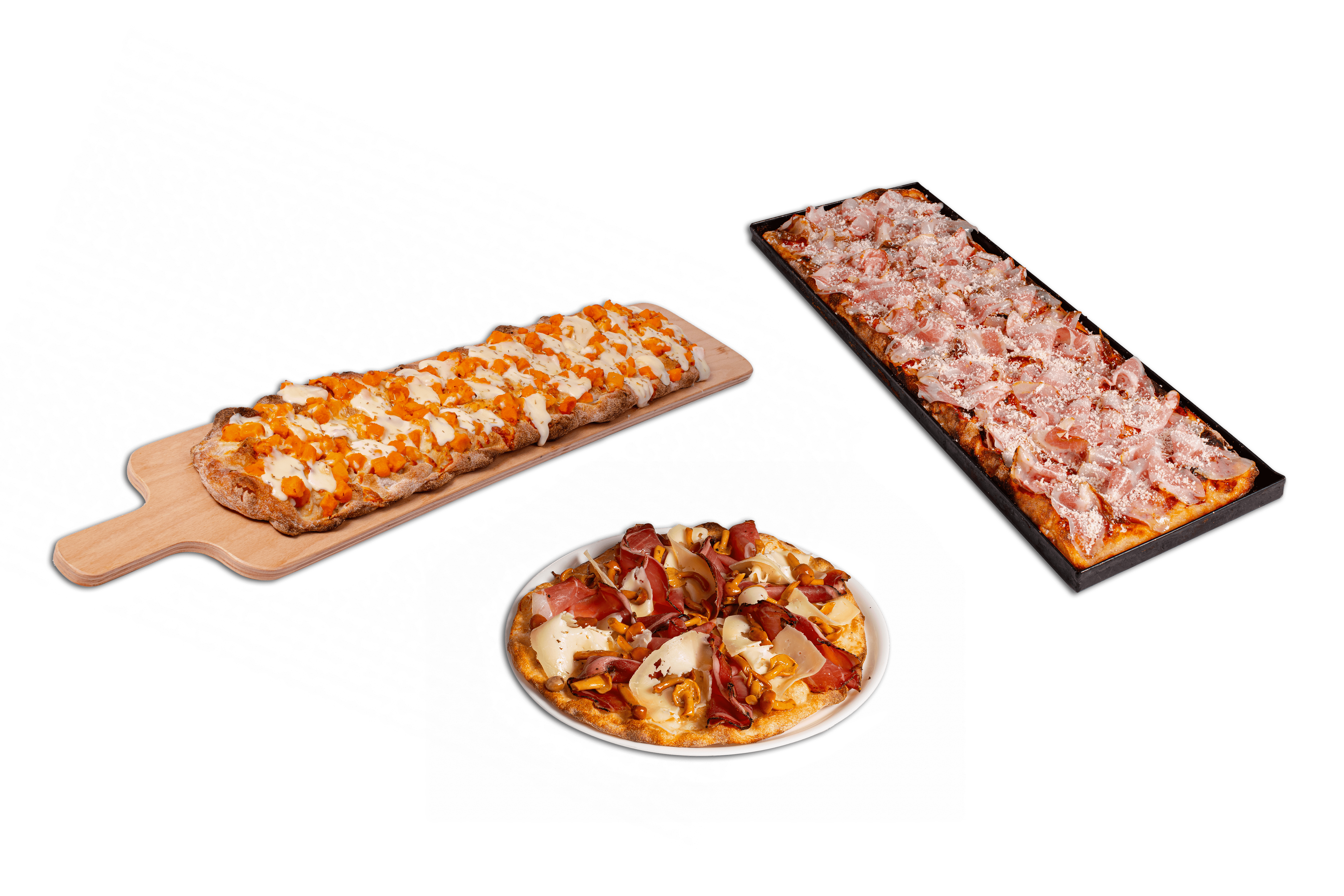 Pictures of three pizzas